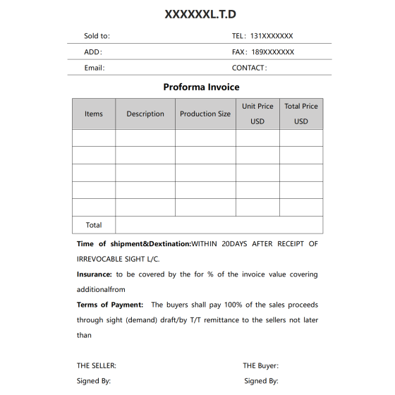 Foreign Trade Sales Contract English Template Download